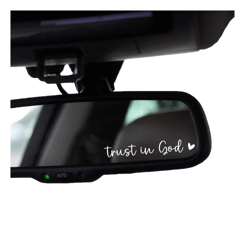 WCDHOR 2 x Trust in God Rearview Mirror Decal Water Bottle Stickers Affirmation Reminder Sticker Laptop Bumper Sticker Tumbler Vinyl Sticker Car Mirror Decal New Car Decor (Trust in God, White) - Image 1